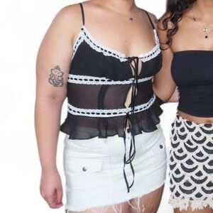 Paris Hilton Sheer Front Tie Top